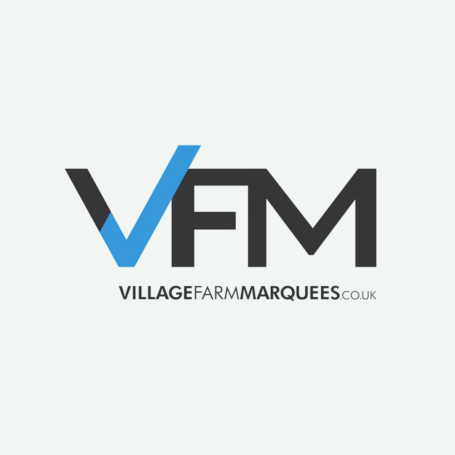 Logo for Village Farm Marquees featuring the initials VFM in bold text.